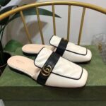 Gucci Unisex Women Slipper Double G White Leather Matelassé Chevron Flat - Image 2