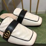 Gucci Unisex Women Slipper Double G White Leather Matelassé Chevron Flat - Image 6