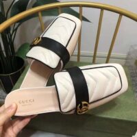 Gucci Unisex Women Slipper Double G White Leather Matelassé Chevron Flat (8)