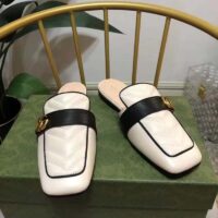 Gucci Unisex Women Slipper Double G White Leather Matelassé Chevron Flat (8)