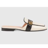 Gucci Unisex Women Slipper Double G White Leather Matelassé Chevron Flat (8)