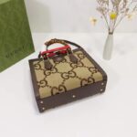 Gucci Unisex Diana Jumbo GG Small Tote Bag Double G Camel Brown Canvas - Imagen 5