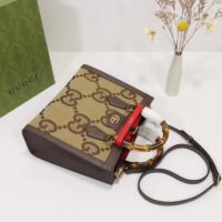 Gucci Women Diana Jumbo GG Small Tote Bag Double G Camel Brown Canvas (3)