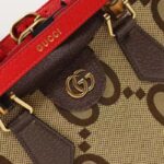 Gucci Unisex Diana Jumbo GG Small Tote Bag Double G Camel Brown Canvas - Imagen 9