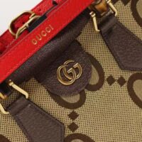 Gucci Women Diana Jumbo GG Small Tote Bag Double G Camel Brown Canvas (3)