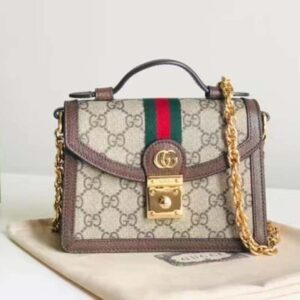 Gucci Women Dionysus GG Mini Shoulder Bag Beige Ebony Supreme Canvas