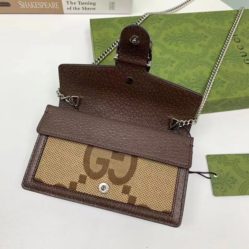 GUCCI Wallet DIONYSUS JUMBO GG for carrying on shoulder in 2572 camel  ebony/new acer