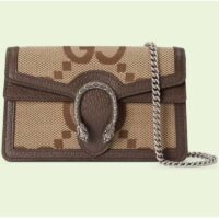 Gucci Women Dionysus Jumbo GG Super Mini Bag Camel Ebony Canvas (2)