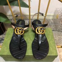 Gucci Women Double G Sandal Black Leather Double G 4.6 cm Heel (1)