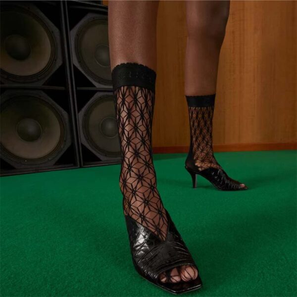 Gucci Women GG Crocodile Print Pump Black Square Toe Mid Heel (13)