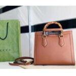 Gucci Women GG Diana Small Tote Bag Double G Brown Leather – Bild 5