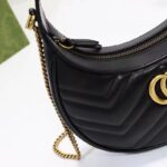 Gucci Women GG Marmont Half-Moon-Shaped Mini Bag Black Matelassé Chevron - Image 8