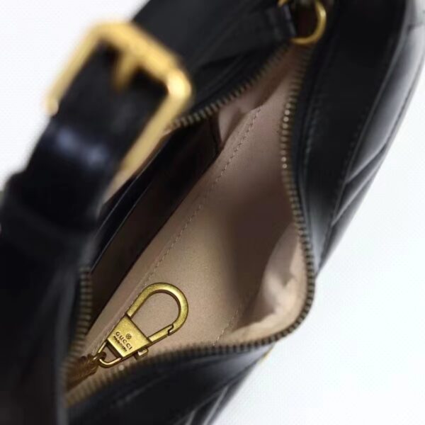 Gucci Women GG Marmont Half-Moon-Shaped Mini Bag Black Matelassé Chevron (8)