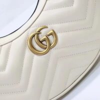 Gucci Women GG Marmont Half-Moon-Shaped Mini Bag White Matelassé Chevron (2)