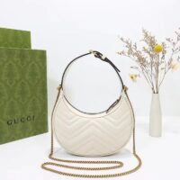 Gucci Women GG Marmont Half-Moon-Shaped Mini Bag White Matelassé Chevron (2)