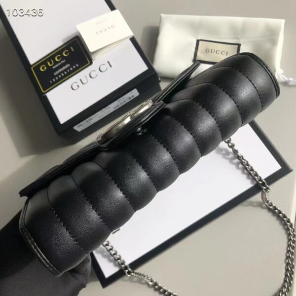 Gucci Women GG Marmont Matelassé Mini Bag Black Leather Double G (1)