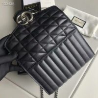 Gucci Women GG Marmont Matelassé Mini Bag Black Leather Double G (4)