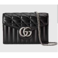 Gucci Women GG Marmont Matelassé Mini Bag Black Leather Double G (4)
