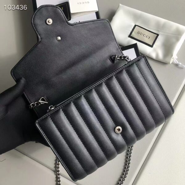 Gucci Women GG Marmont Matelassé Mini Bag Black Leather Double G (7)