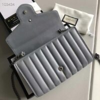 Gucci Women GG Marmont Matelassé Mini Bag Grey Leather Double G (5)
