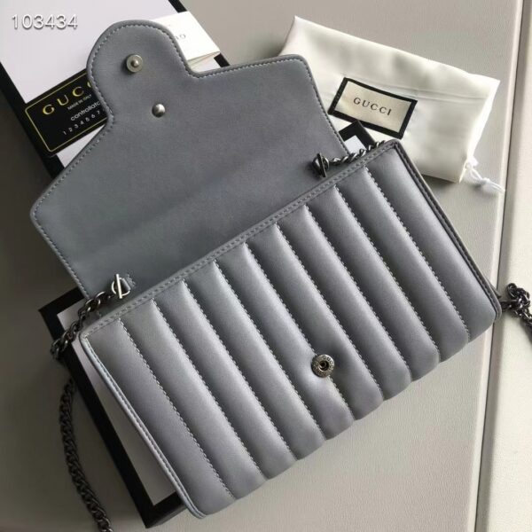 Gucci Women GG Marmont Matelassé Mini Bag Grey Leather Double G (1)