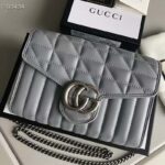 Gucci Women GG Marmont Matelassé Mini Bag Grey Leather Double G - Image 3