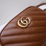 Gucci Women GG Marmont Mini Shoulder Bag Brown Matelassé Leather Double G - immagine 7
