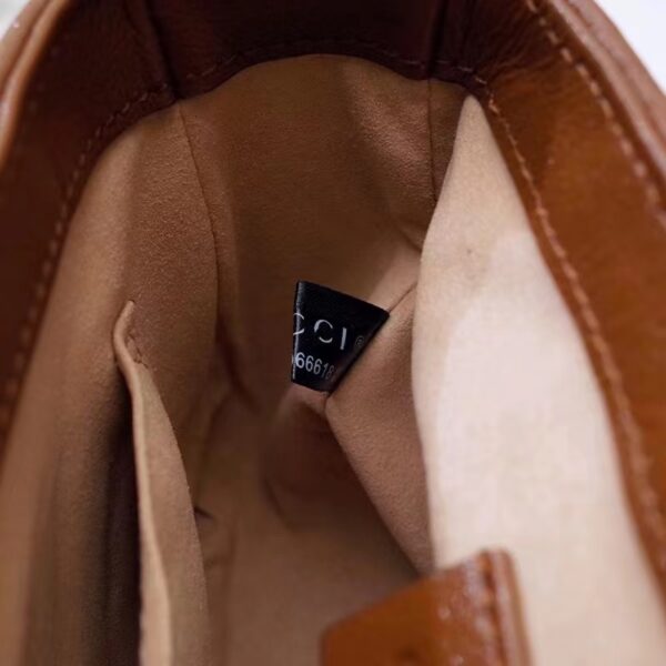 Gucci Women GG Marmont Mini Top Handle Bag Brown Matelassé Leather (7)