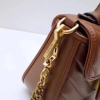 Gucci Women GG Marmont Mini Top Handle Bag Brown Matelassé Leather (6)