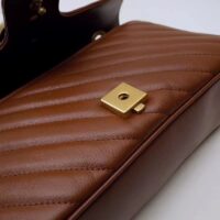 Gucci Women GG Marmont Small Matelassé Shoulder Bag Brown Leather (6)