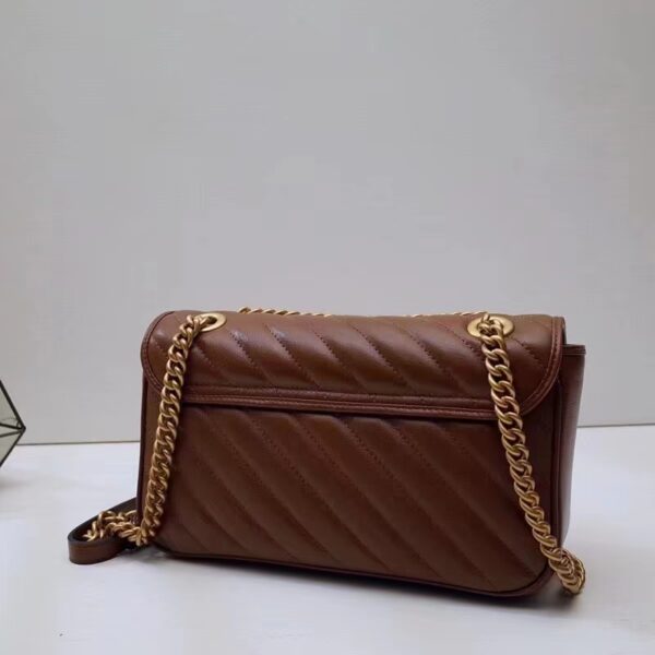 Gucci Women GG Marmont Small Matelassé Shoulder Bag Brown Leather (7)
