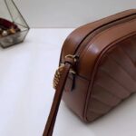 Gucci Women GG Marmont Small Matelassé Shoulder Bag Brown Leather Double G - immagine 7