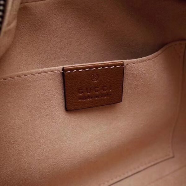 Gucci Women GG Marmont Small Matelassé Shoulder Bag Brown Leather Double G (5)
