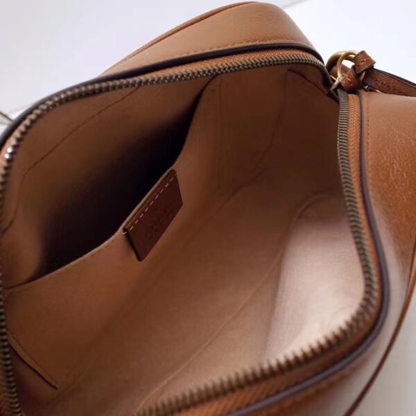 Gucci Women GG Marmont Small Matelassé Shoulder Bag Brown Leather Double G (8)