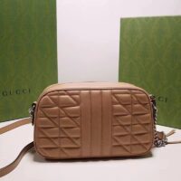 Gucci Women GG Marmont Small Shoulder Bag Beige Matelassé Leather (4)