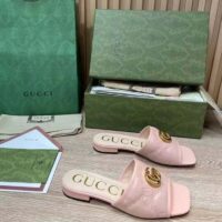 Gucci Women GG Matelassé Slide Sandal Beige Double G Square Toe Flat (9)