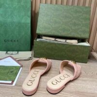 Gucci Women GG Matelassé Slide Sandal Beige Double G Square Toe Flat (9)