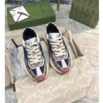 Gucci Women GG Rhyton Sneaker Beige Ebony Blue Supreme Canvas Low 4 cm Heel – Image 5