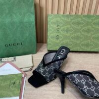Gucci Women GG Sandal Black Mesh GG Crystals Square Toe Mid-Heel (10)