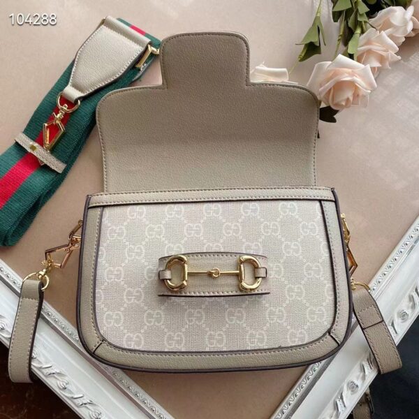 Gucci Women Gucci Horsebit 1955 Small Bag Beige White GG Supreme Canvas (1)