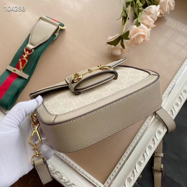 Gucci Women Gucci Horsebit 1955 Small Bag Beige White GG Supreme Canvas (2)