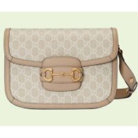 Gucci Women Gucci Horsebit 1955 Small Bag Beige White GG Supreme Canvas (3)