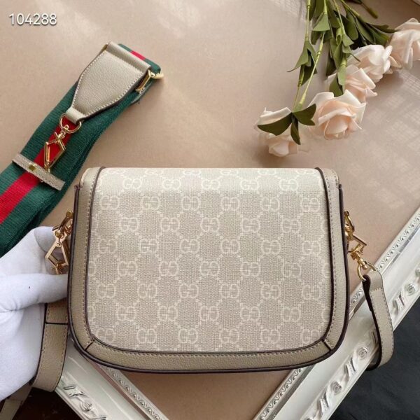 Gucci Women Gucci Horsebit 1955 Small Bag Beige White GG Supreme Canvas (5)