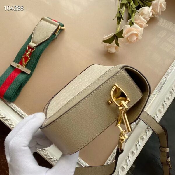 Gucci Women Gucci Horsebit 1955 Small Bag Beige White GG Supreme Canvas (7)