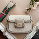 Gucci Women Gucci Horsebit 1955 Small Bag Beige White GG Supreme Canvas - Bild 2