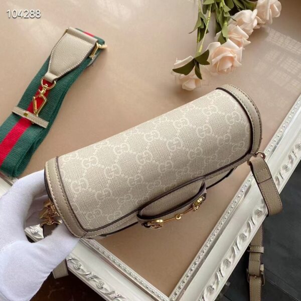 Gucci Women Gucci Horsebit 1955 Small Bag Beige White GG Supreme Canvas (9)