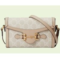 Gucci Women Horsebit 1955 Mini Bag Beige White GG Supreme Canvas (4)