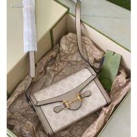 Gucci Women Horsebit 1955 Mini Bag Beige White GG Supreme Canvas (4)