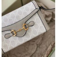 Gucci Women Horsebit 1955 Mini Bag Beige White GG Supreme Canvas (4)