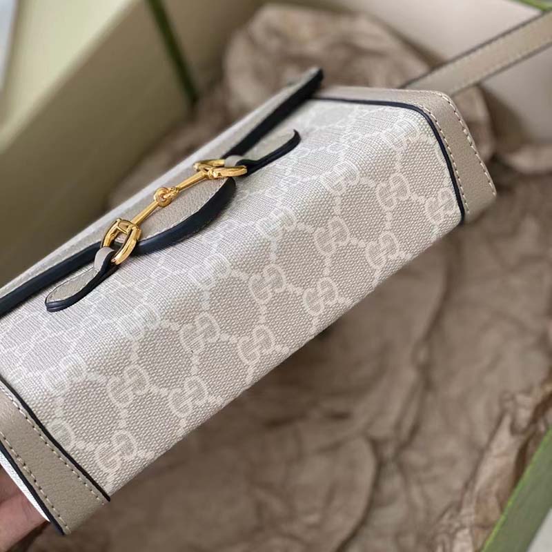 Gucci Horsebit 1955 mini bag in beige and white GG Supreme